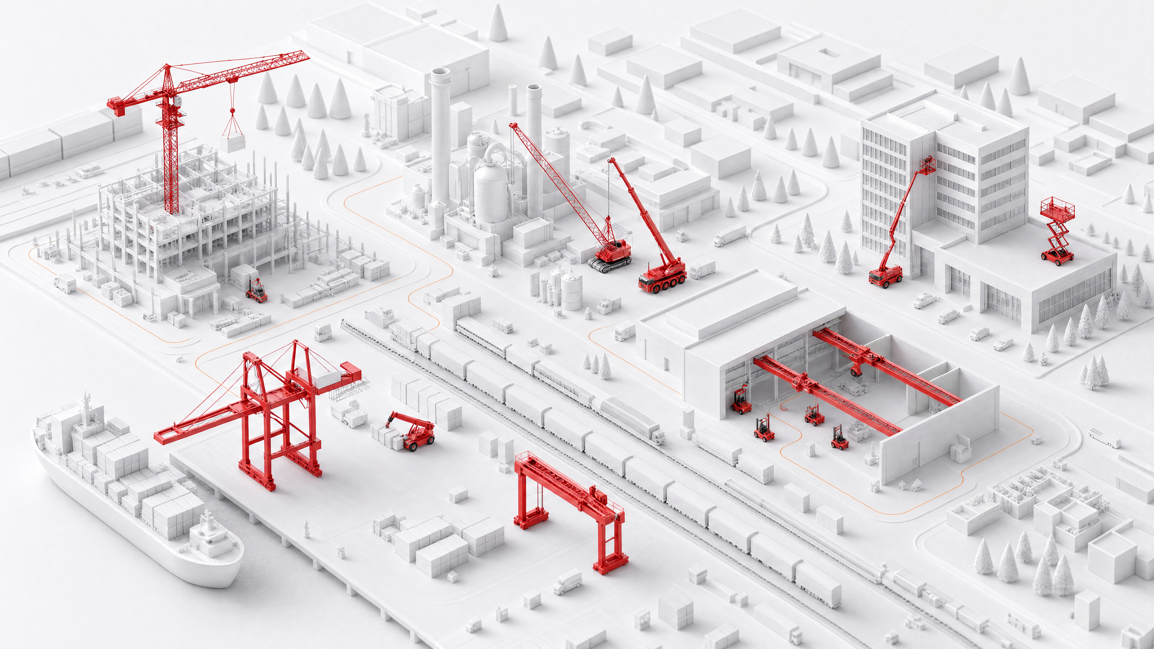 Isometric industrial city — Dynamic Group equipment overview
